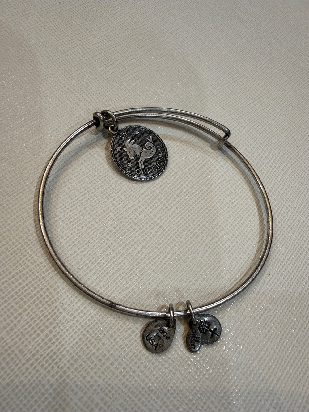 Capricorn Charm Expandable Bangle Bracelet - Silver Tone by Alex and Ani